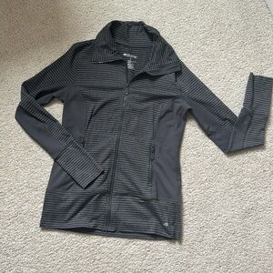 Black and Gray Striped Zip-Up Jacket